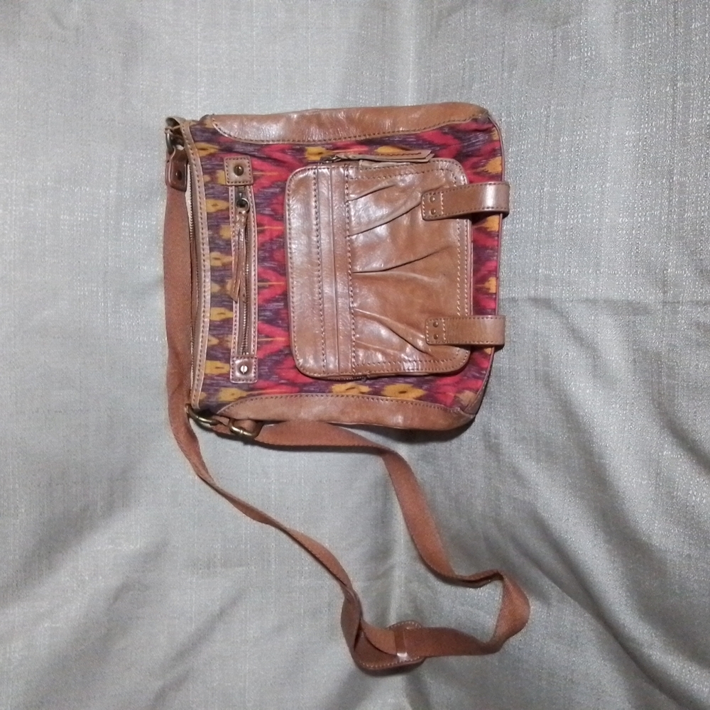 The Sak Crossbody Purse Red Brown Yellow